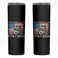 250 Years Faith and Freedom Christian Skinny Tumbler Jesus Hockey Player 4th of July American Flag