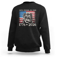 250 Years Faith and Freedom Christian Sweatshirt Jesus Hockey Player 4th of July American Flag