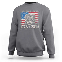 250 Years Faith and Freedom Christian Sweatshirt Jesus Hockey Player 4th of July American Flag