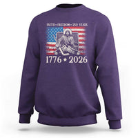 250 Years Faith and Freedom Christian Sweatshirt Jesus Hockey Player 4th of July American Flag
