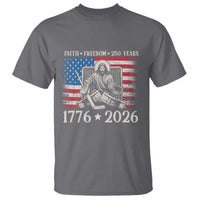 250 Years Faith and Freedom Christian T Shirt Jesus Hockey Player 4th of July American Flag