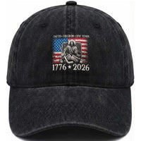 250 Years Faith and Freedom Christian Washed Cotton Baseball Cap Jesus Hockey Player 4th of July American Flag