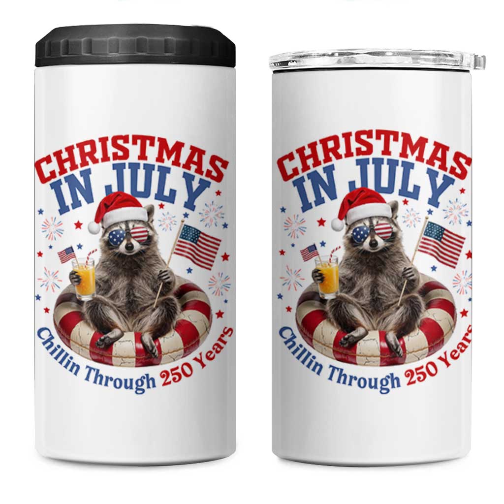 Raccoon 250th Anniversary 4 in 1 Can Cooler Tumbler Christmas in July