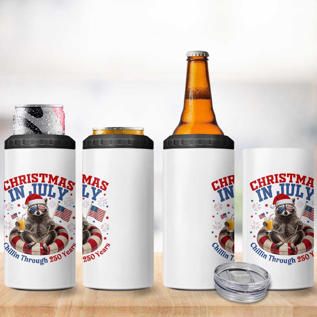 Raccoon 250th Anniversary 4 in 1 Can Cooler Tumbler Christmas in July