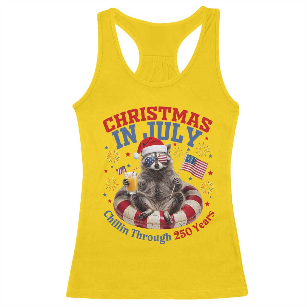 Raccoon 250th Anniversary Racerback Tank Top Christmas in July