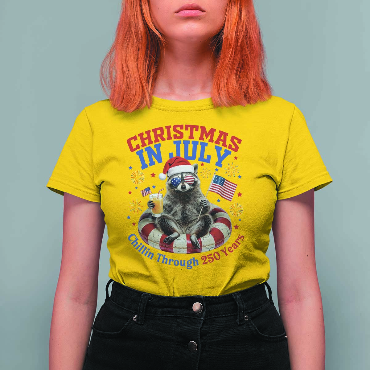 Raccoon 250th Anniversary T Shirt For Women Christmas in July