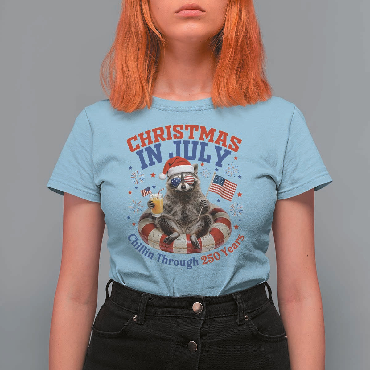 Raccoon 250th Anniversary T Shirt For Women Christmas in July