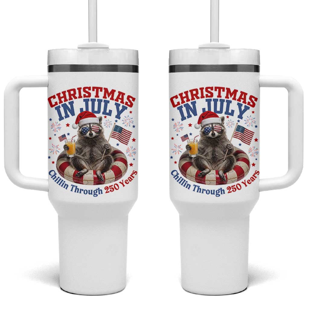Raccoon 250th Anniversary Tumbler With Handle Christmas in July