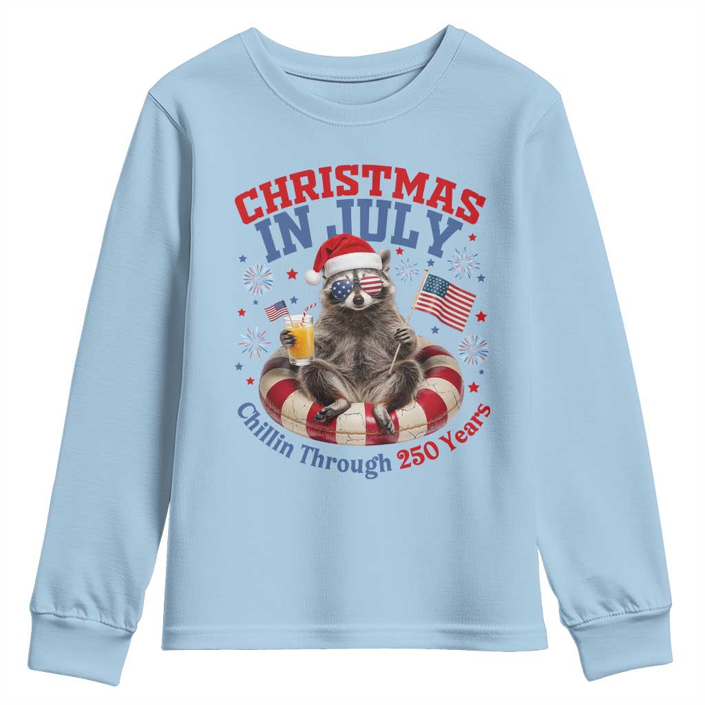Raccoon 250th Anniversary Youth Sweatshirt Christmas in July