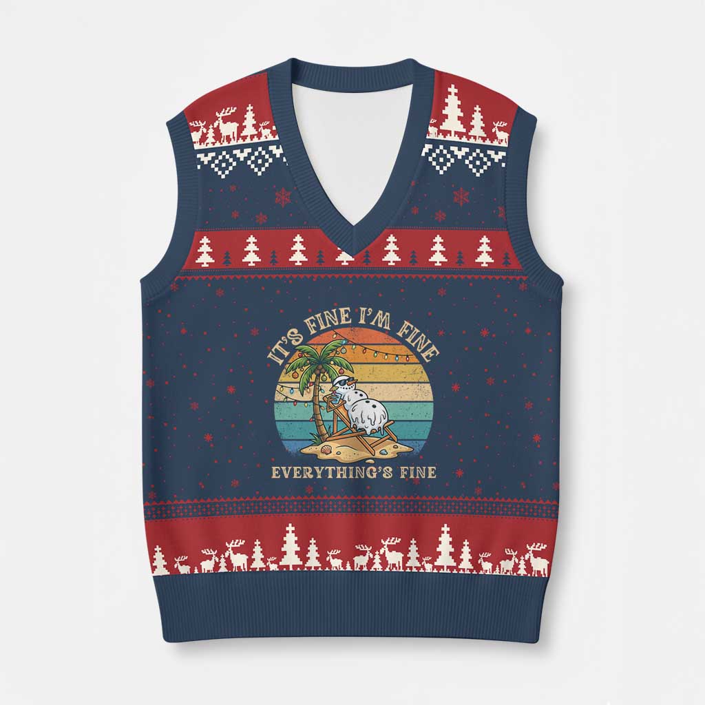 Snowman in july V-Neck Knit Sweater Vest Hawaian Beach Vacation Christmas in July