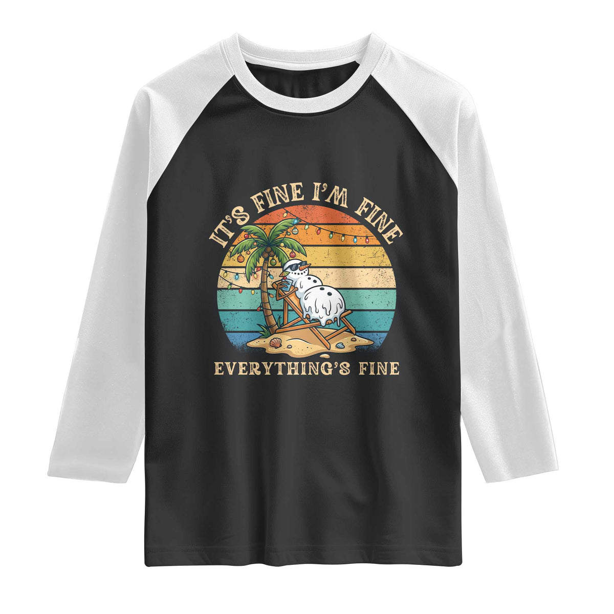Snowman in july Raglan Shirt Hawaian Beach Vacation Christmas in July