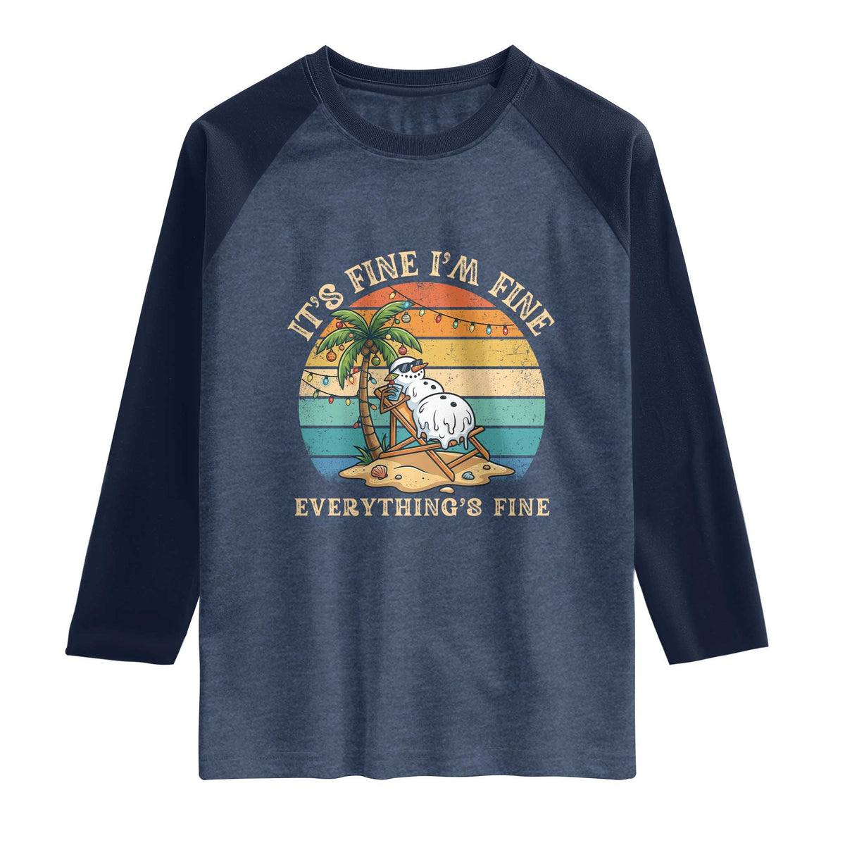 Snowman in july Raglan Shirt Hawaian Beach Vacation Christmas in July