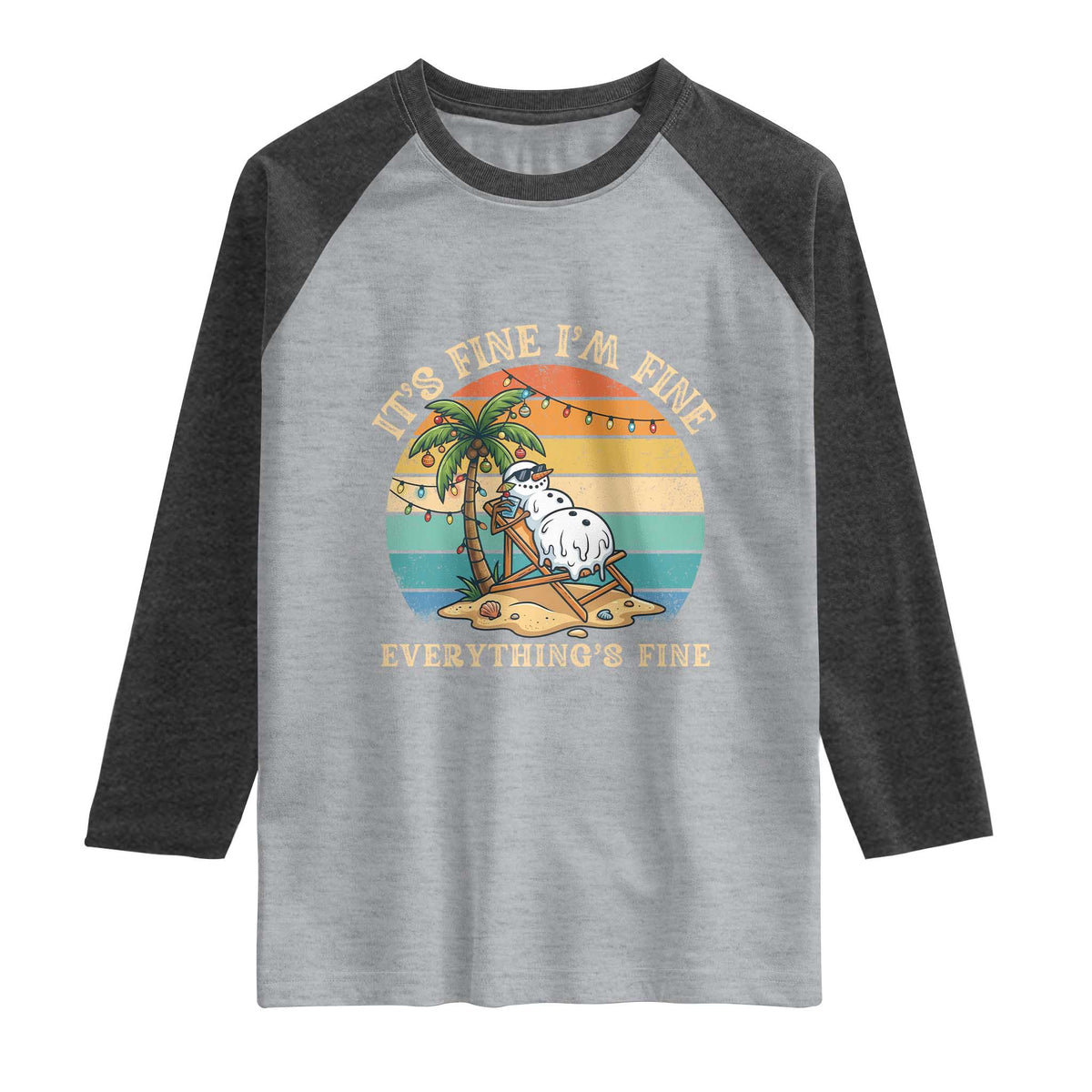 Snowman in july Raglan Shirt Hawaian Beach Vacation Christmas in July