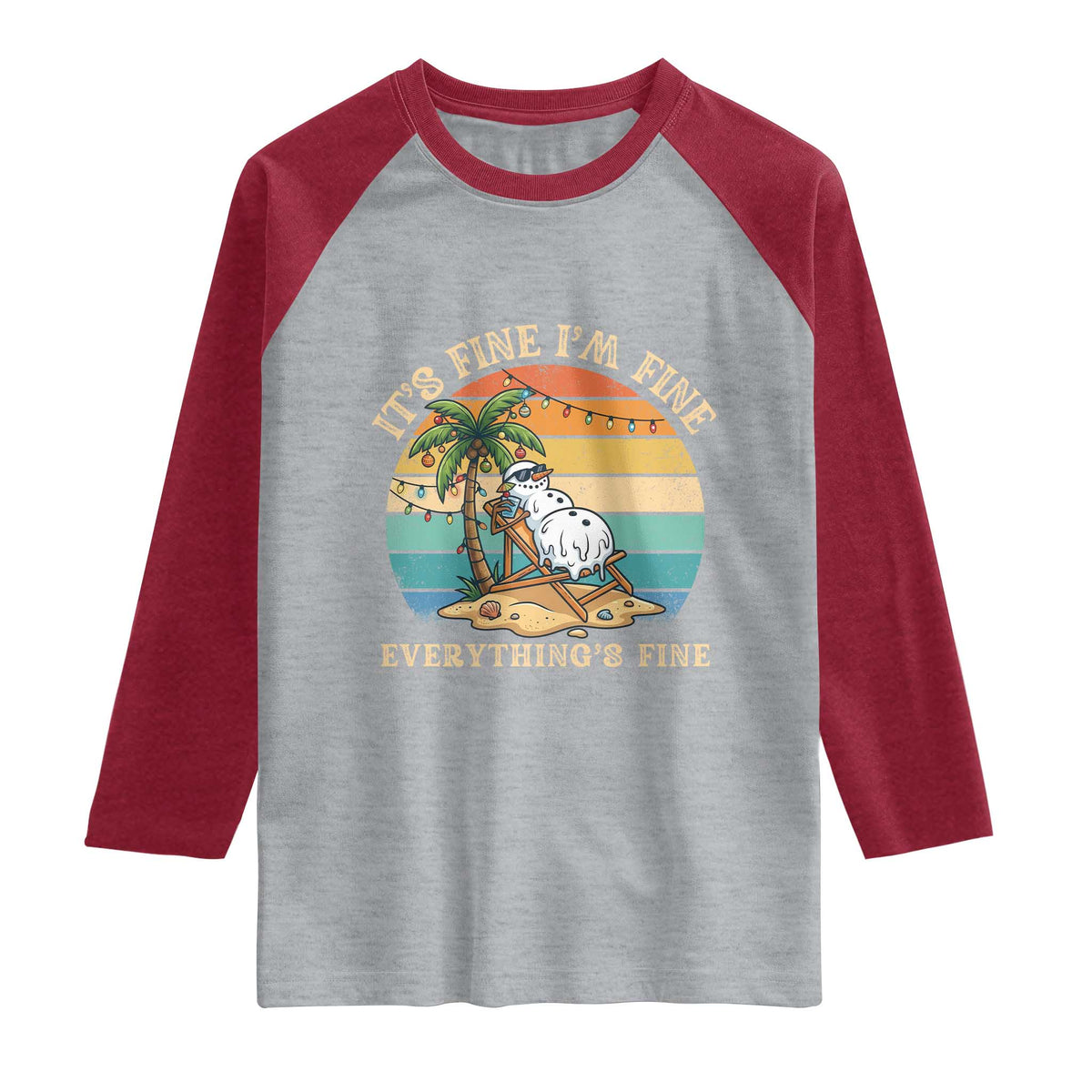 Snowman in july Raglan Shirt Hawaian Beach Vacation Christmas in July