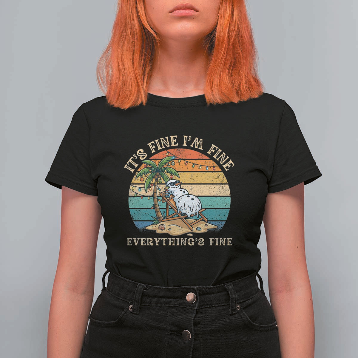 Snowman in july T Shirt For Women Hawaian Beach Vacation Christmas in July