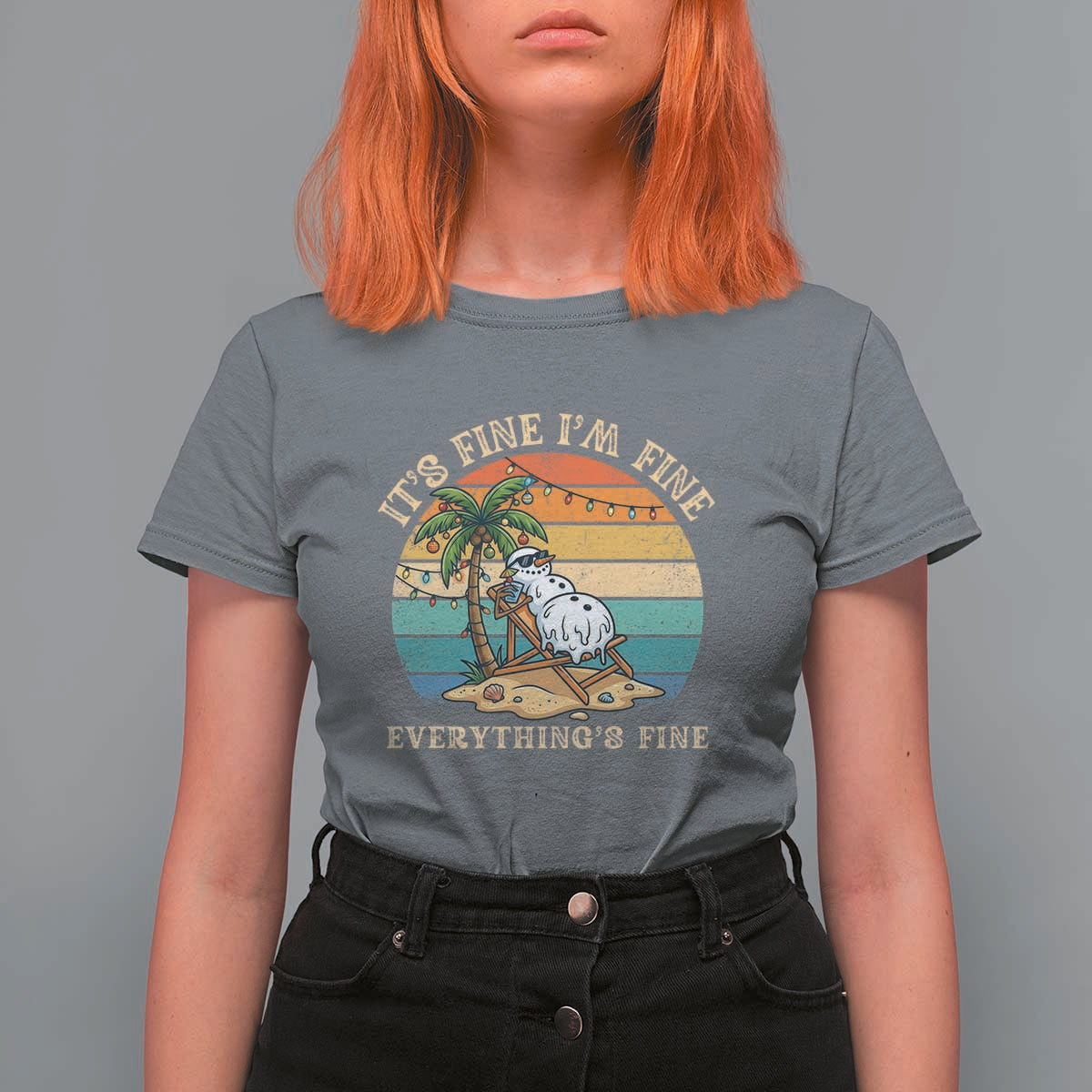 Snowman in july T Shirt For Women Hawaian Beach Vacation Christmas in July