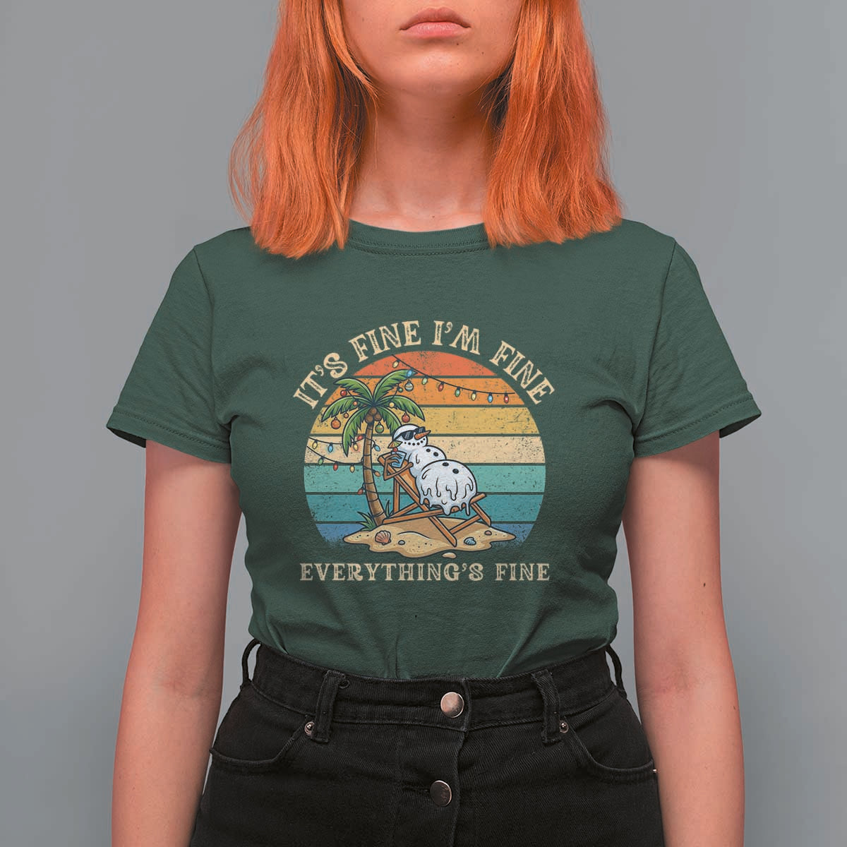 Snowman in july T Shirt For Women Hawaian Beach Vacation Christmas in July