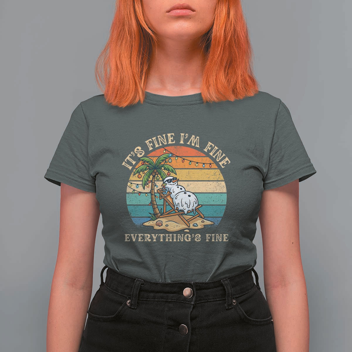 Snowman in july T Shirt For Women Hawaian Beach Vacation Christmas in July