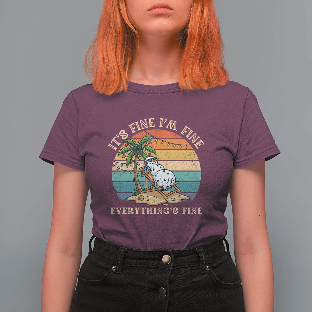 Snowman in july T Shirt For Women Hawaian Beach Vacation Christmas in July