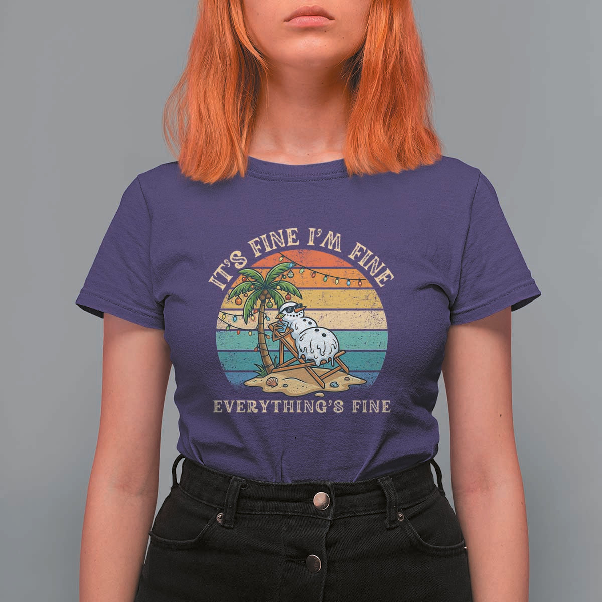 Snowman in july T Shirt For Women Hawaian Beach Vacation Christmas in July