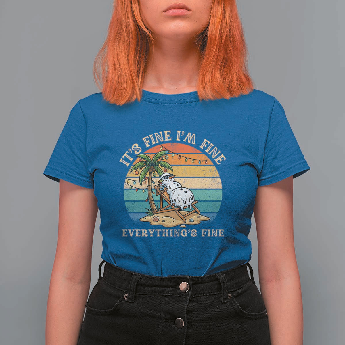 Snowman in july T Shirt For Women Hawaian Beach Vacation Christmas in July