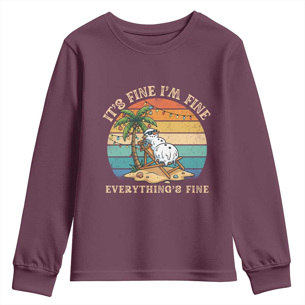 Snowman in july Youth Sweatshirt Hawaian Beach Vacation Christmas in July