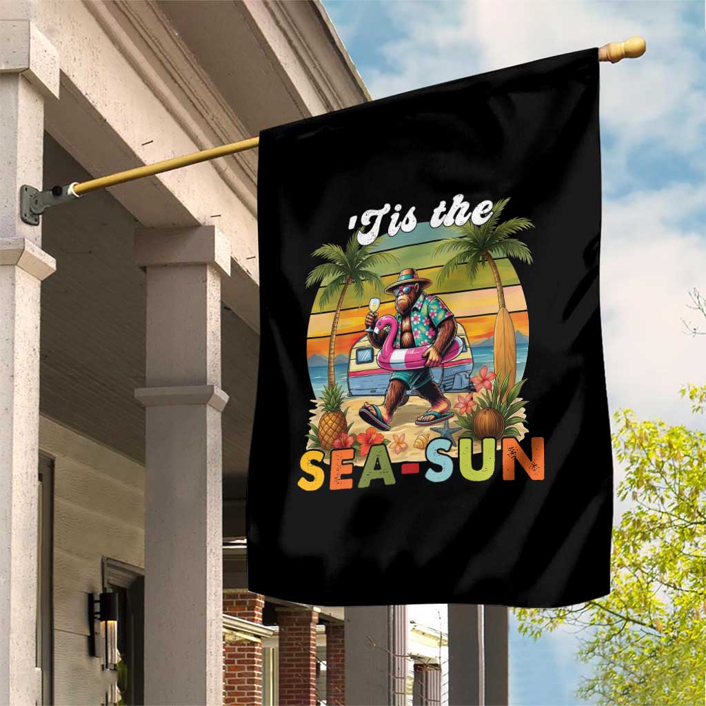 Hawaiian Bigfoot Christmas In July Garden Flag Tis The Sea-Sun
