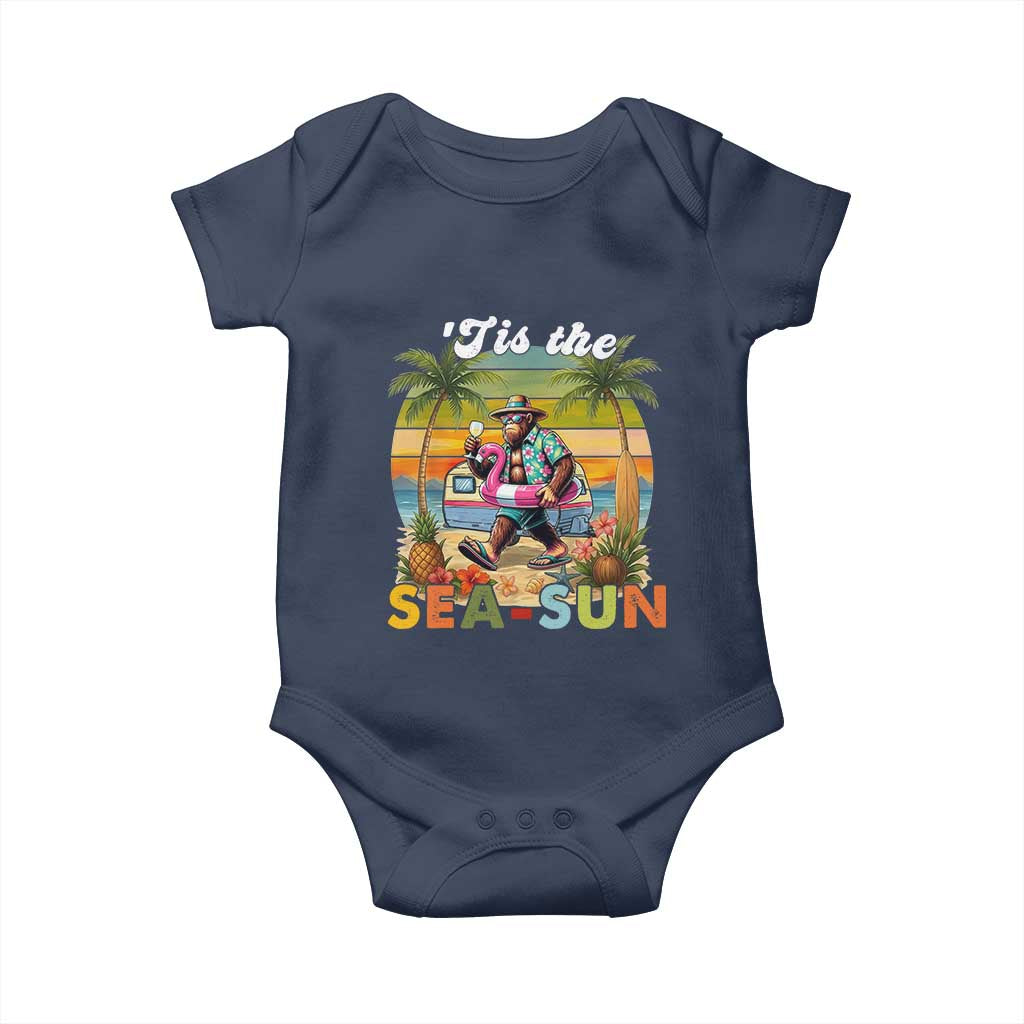 Hawaiian Bigfoot Christmas In July Baby Onesie Tis The Sea-Sun