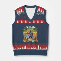 Hawaiian Bigfoot Christmas In July V-Neck Knit Sweater Vest Tis The Sea-Sun