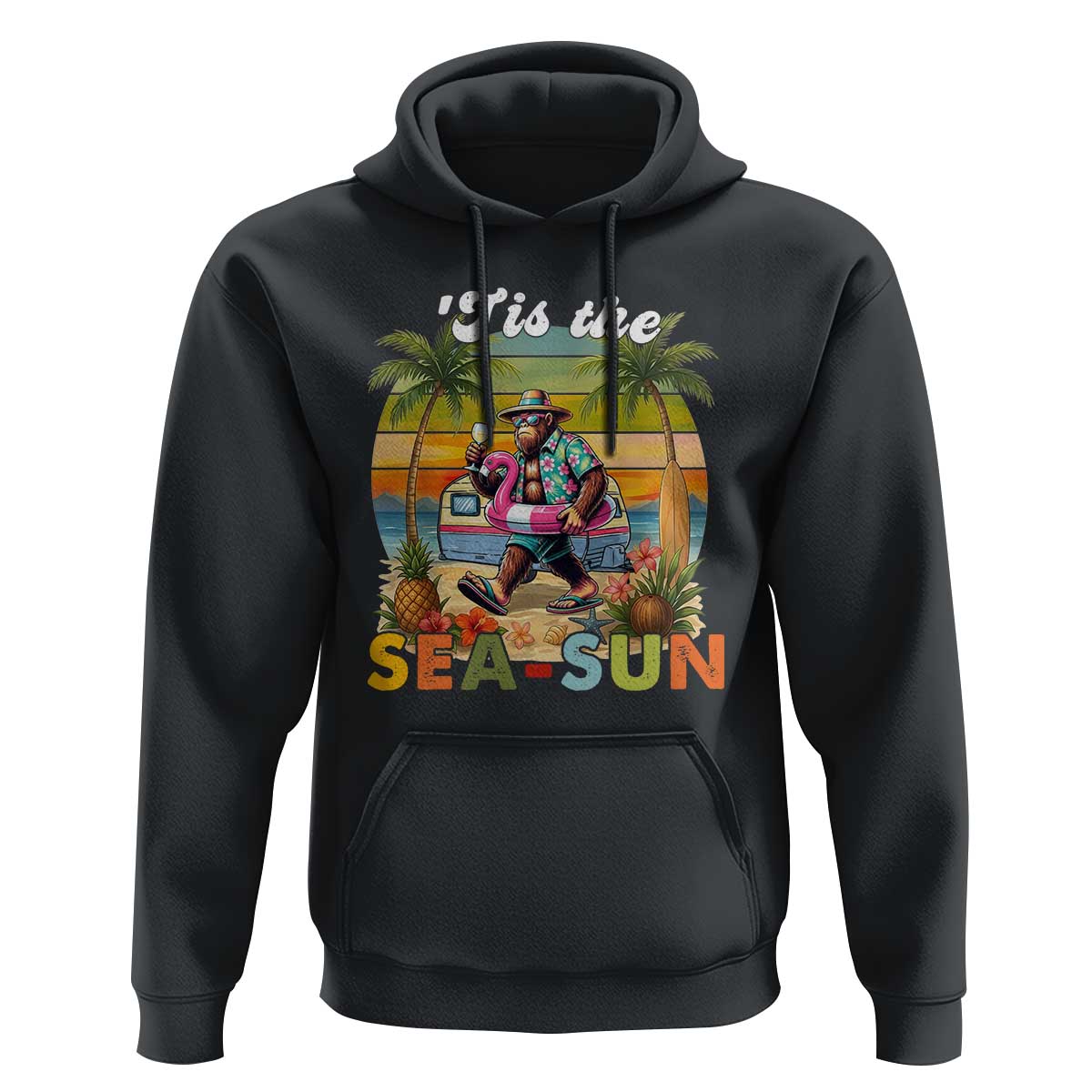 Hawaiian Bigfoot Christmas In July Hoodie Tis The Sea-Sun