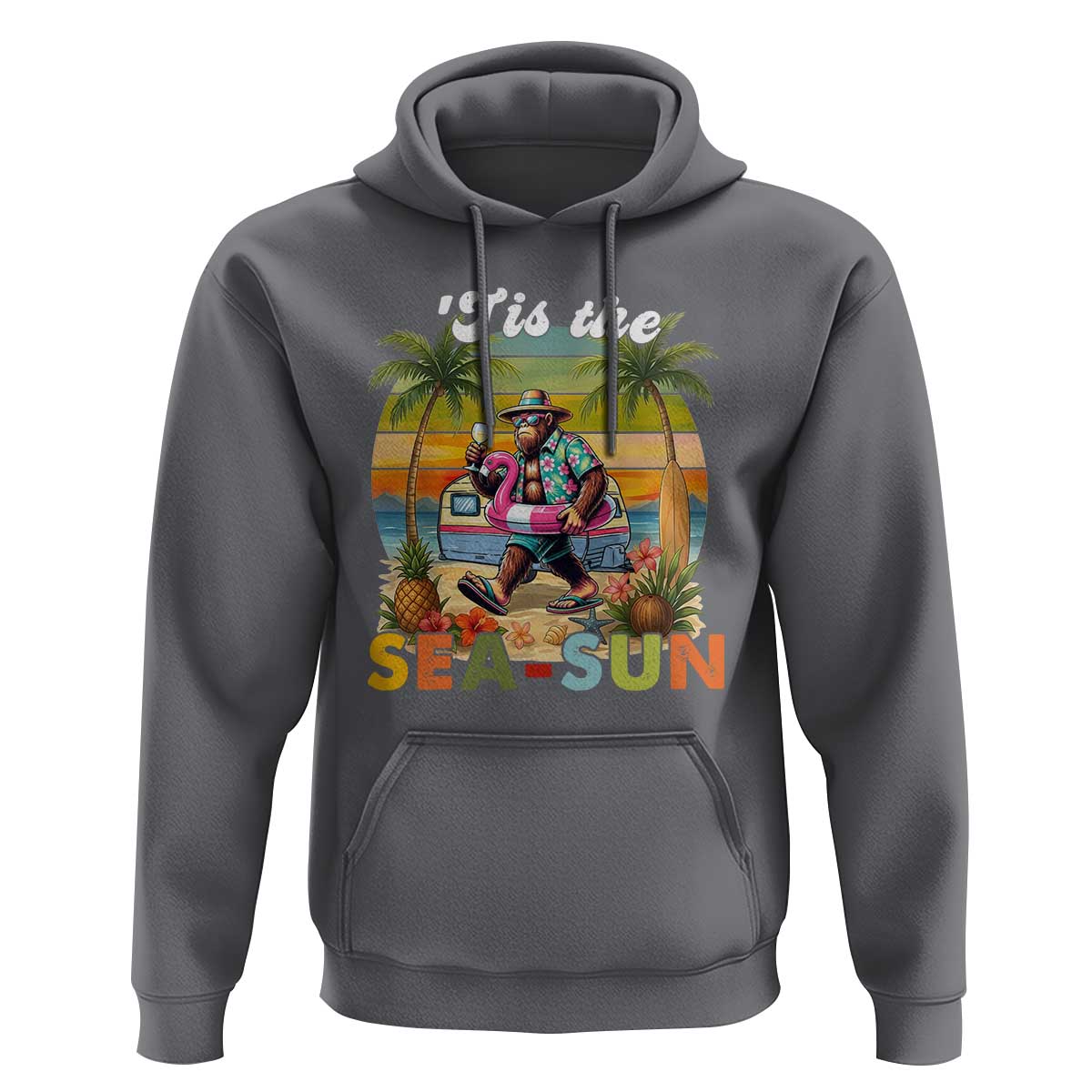 Hawaiian Bigfoot Christmas In July Hoodie Tis The Sea-Sun