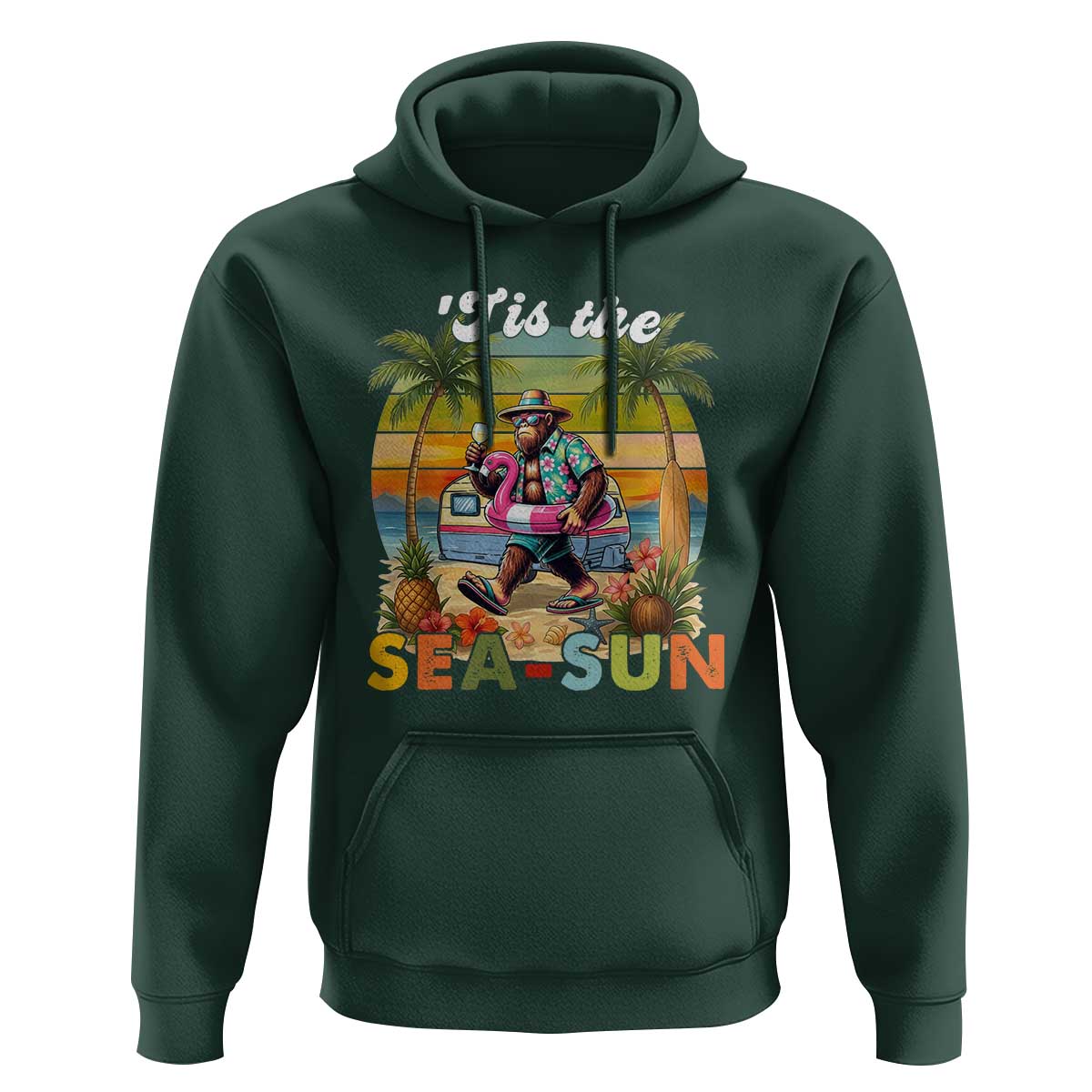 Hawaiian Bigfoot Christmas In July Hoodie Tis The Sea-Sun