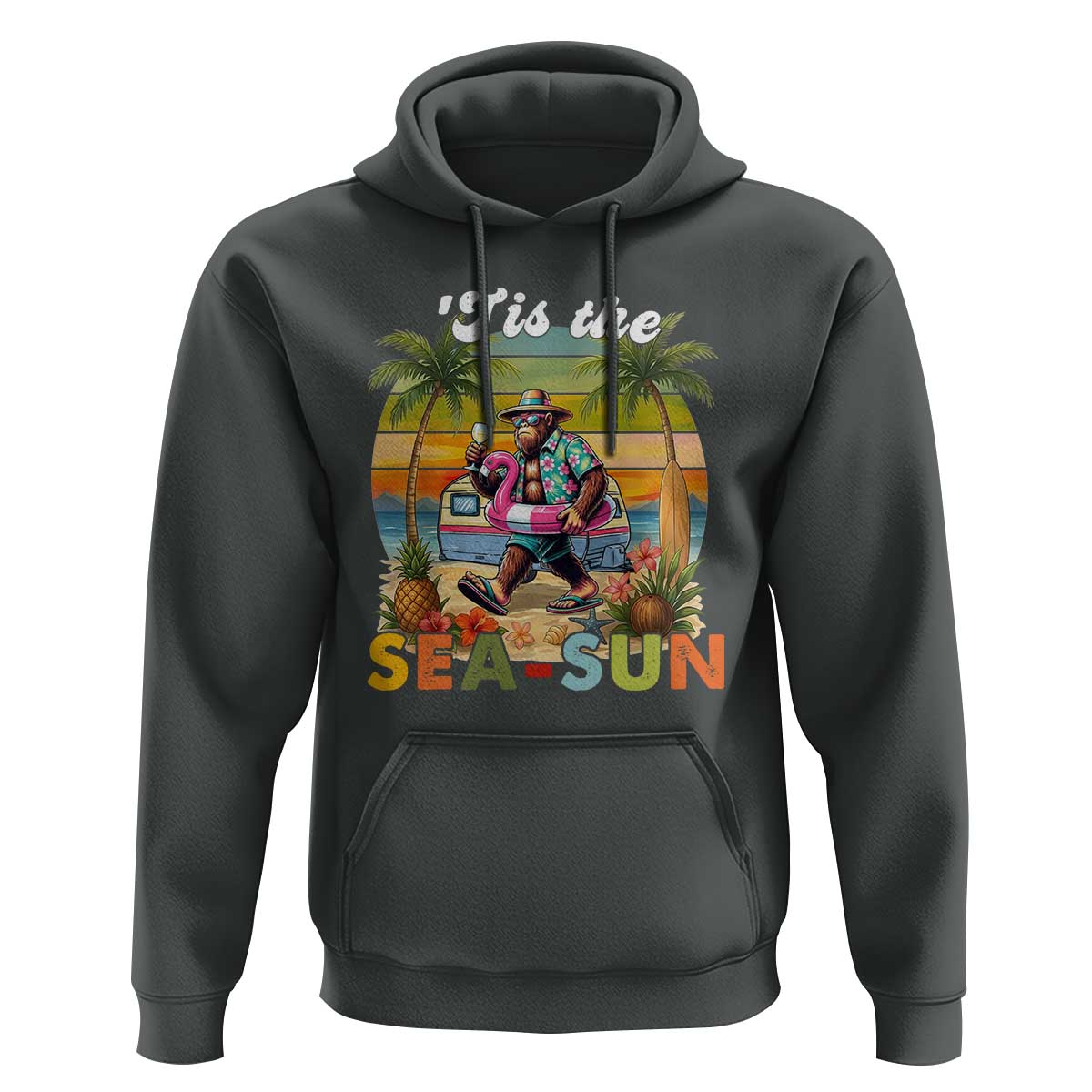 Hawaiian Bigfoot Christmas In July Hoodie Tis The Sea-Sun