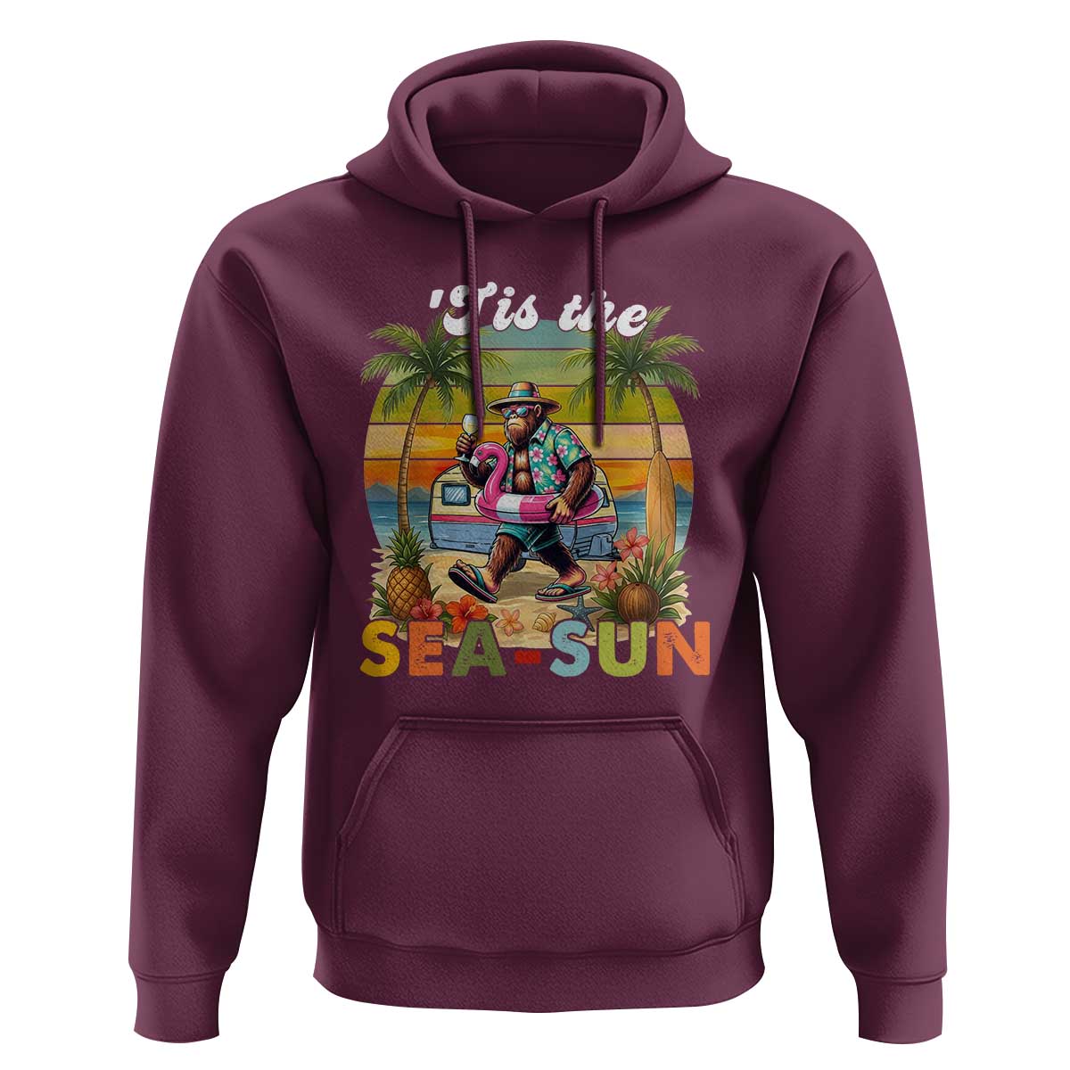 Hawaiian Bigfoot Christmas In July Hoodie Tis The Sea-Sun