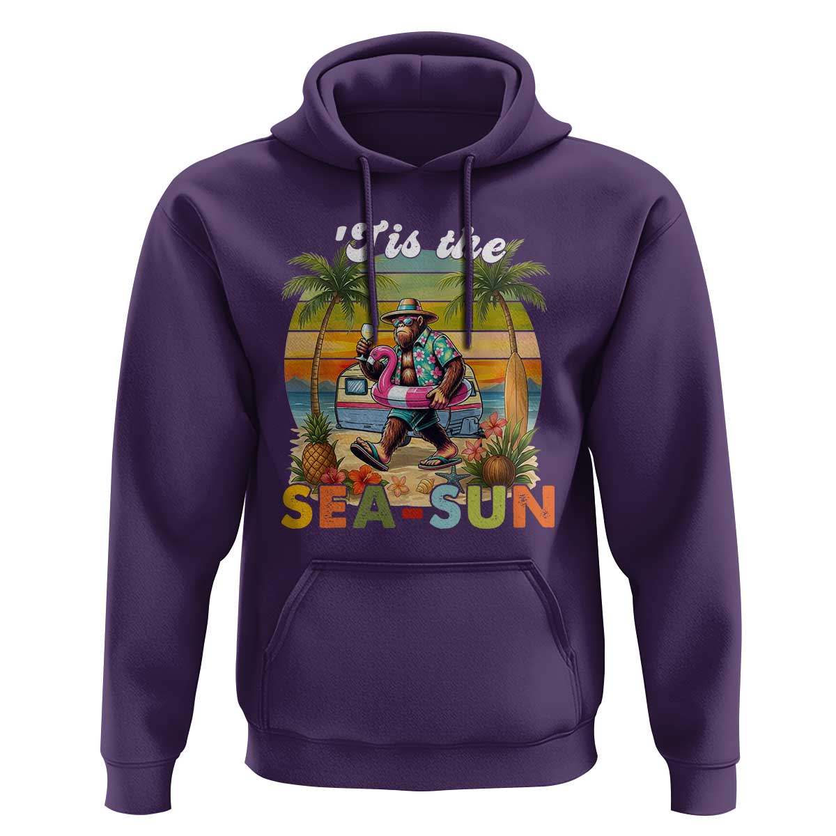 Hawaiian Bigfoot Christmas In July Hoodie Tis The Sea-Sun