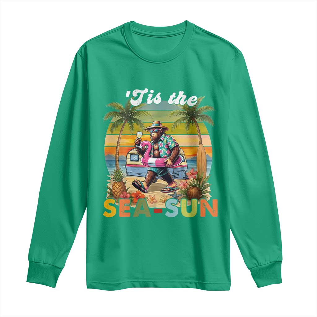 Hawaiian Bigfoot Christmas In July Long Sleeve Shirt Tis The Sea-Sun
