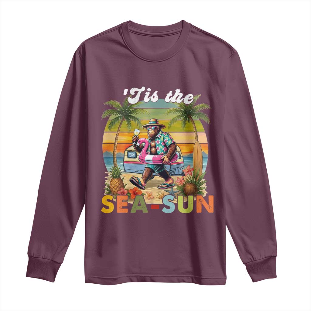 Hawaiian Bigfoot Christmas In July Long Sleeve Shirt Tis The Sea-Sun