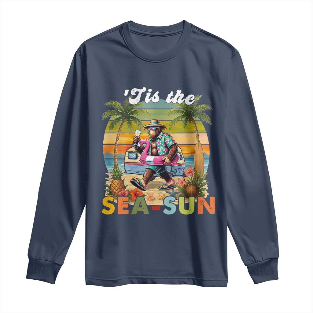 Hawaiian Bigfoot Christmas In July Long Sleeve Shirt Tis The Sea-Sun