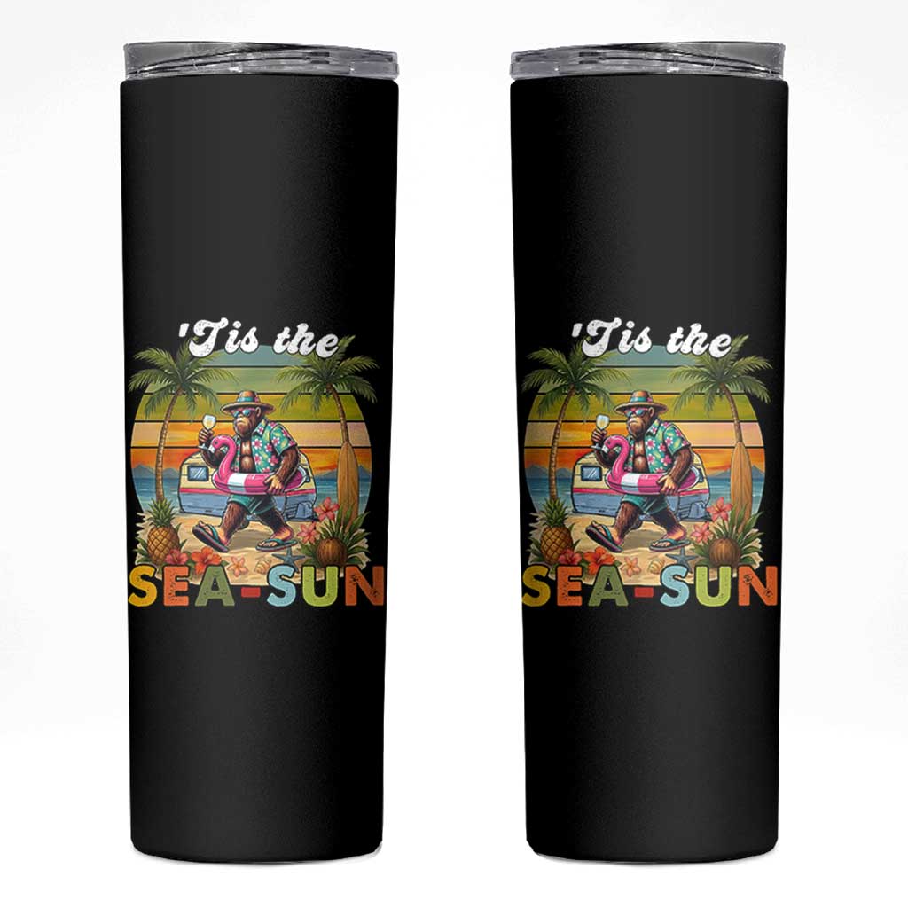 Hawaiian Bigfoot Christmas In July Skinny Tumbler Tis The Sea-Sun