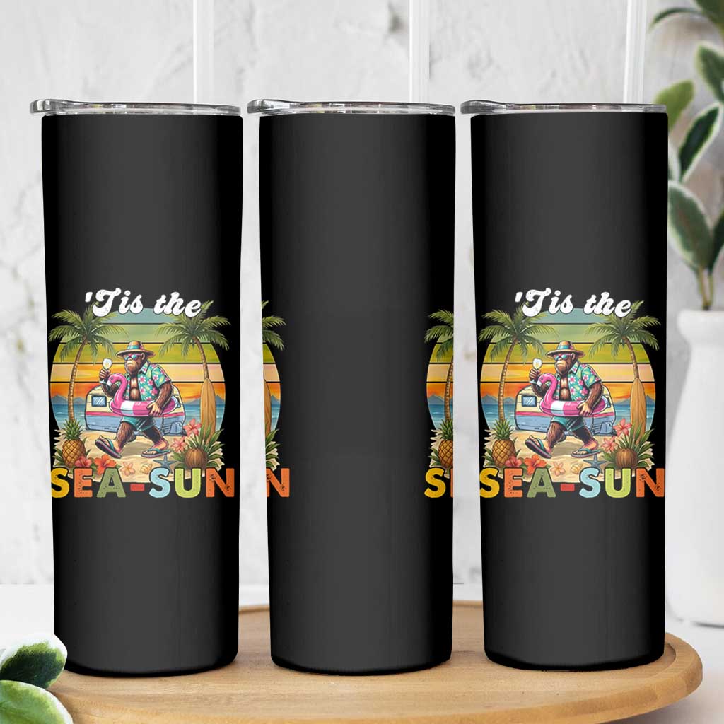 Hawaiian Bigfoot Christmas In July Skinny Tumbler Tis The Sea-Sun