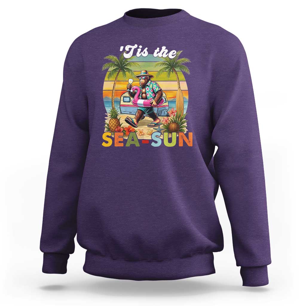 Hawaiian Bigfoot Christmas In July Sweatshirt Tis The Sea-Sun