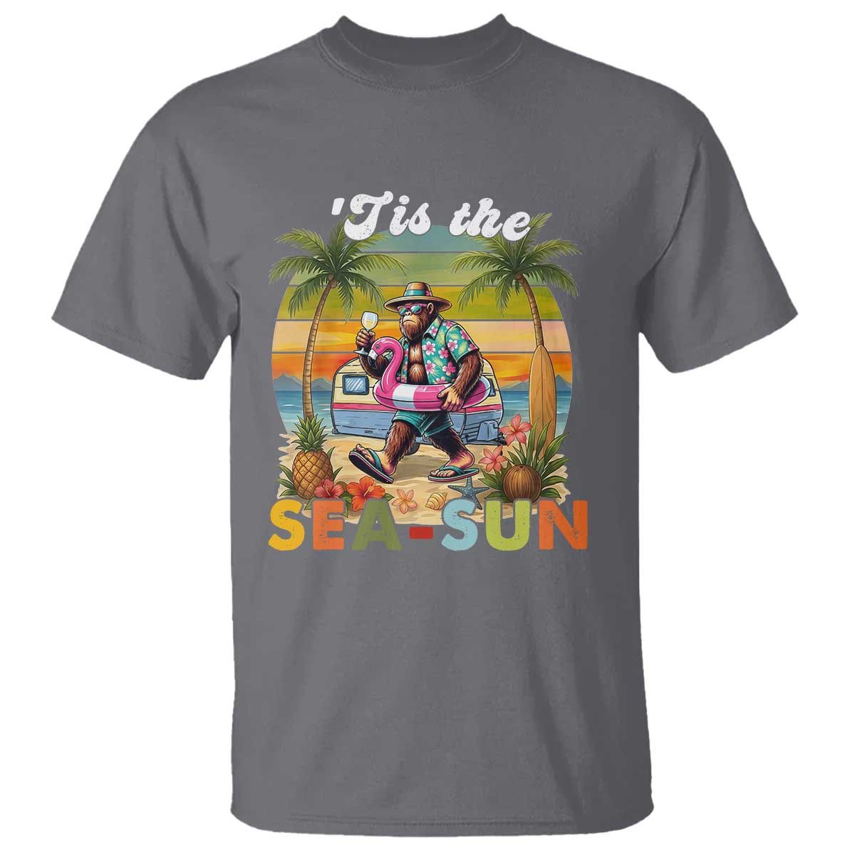 Hawaiian Bigfoot Christmas In July T Shirt Tis The Sea-Sun