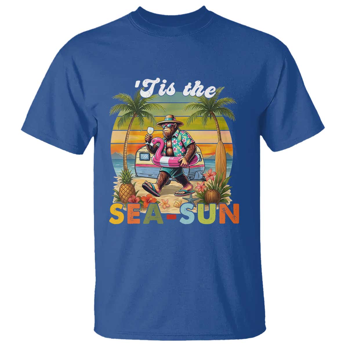 Hawaiian Bigfoot Christmas In July T Shirt Tis The Sea-Sun