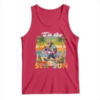 Hawaiian Bigfoot Christmas In July Tank Top Tis The Sea-Sun