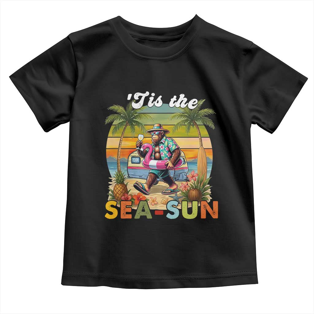 Hawaiian Bigfoot Christmas In July Toddler T Shirt Tis The Sea-Sun