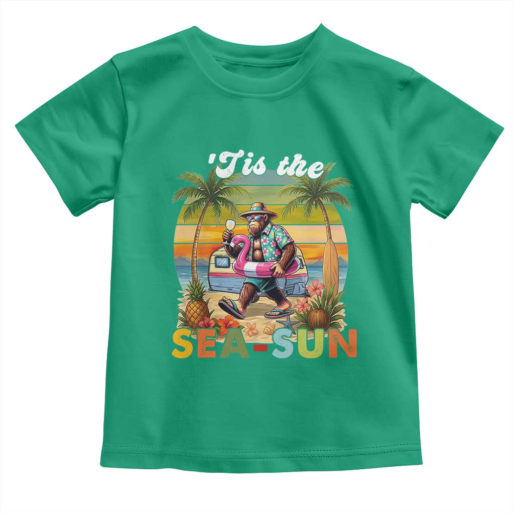 Hawaiian Bigfoot Christmas In July Toddler T Shirt Tis The Sea-Sun