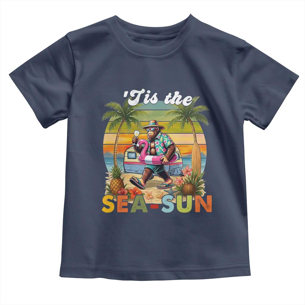 Hawaiian Bigfoot Christmas In July Toddler T Shirt Tis The Sea-Sun