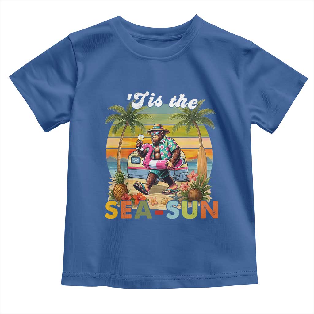 Hawaiian Bigfoot Christmas In July Toddler T Shirt Tis The Sea-Sun