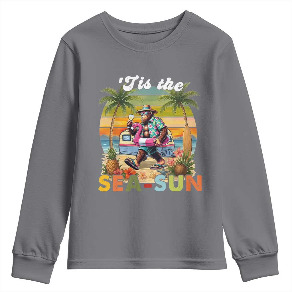 Hawaiian Bigfoot Christmas In July Youth Sweatshirt Tis The Sea-Sun