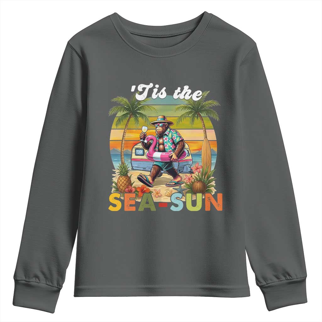 Hawaiian Bigfoot Christmas In July Youth Sweatshirt Tis The Sea-Sun
